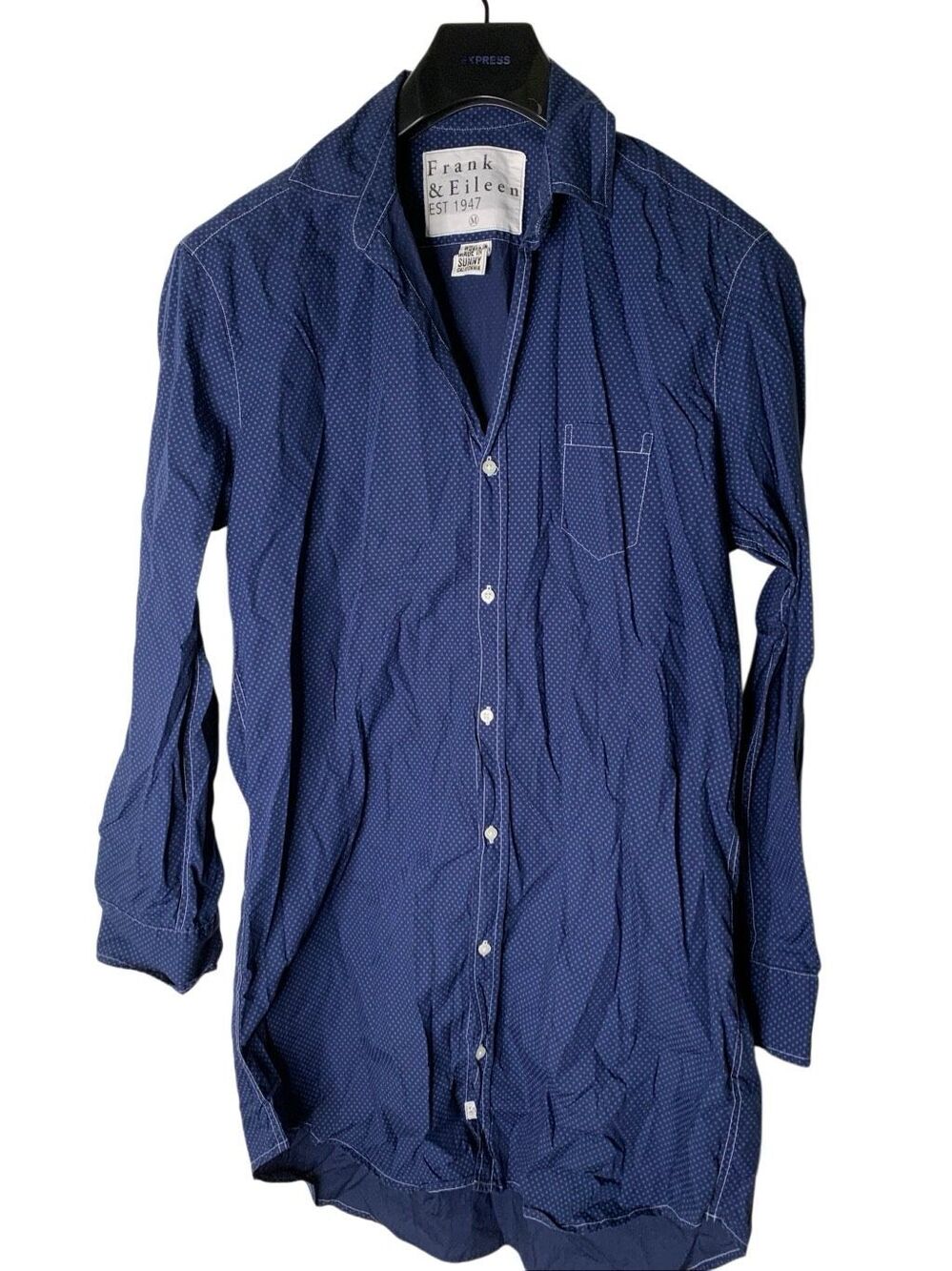 Frank and Eileen 100% cotton Mary button front shirdress navy women's medium
